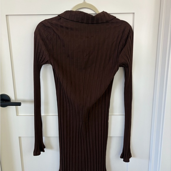 Reformation Brown Ribbed Mini Dress - Picture 3 of 4